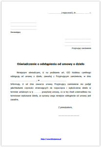 odstapienie od umowy o dzielo